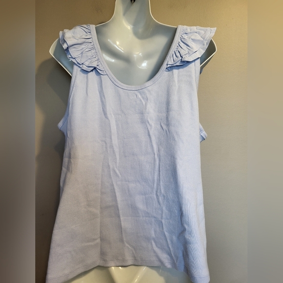 Old Navy Ruffle-Shoulder V-Neck Tank Top - Light Blue, Size XL - Picture 3 of 3